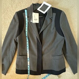 Carlisle Suit! Women's Two-Tone Blazer and Skirt Suit in Gray and Black